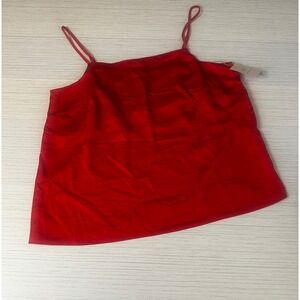 TOP ONLY Auden Womens Medium Red Satin Pajama Cami New With Tags